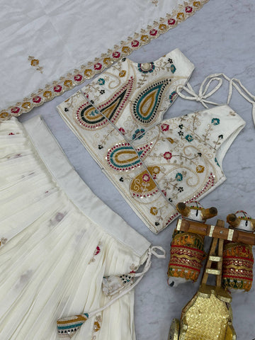 Outstanding Vichitra Embroidery Lehenga Choli