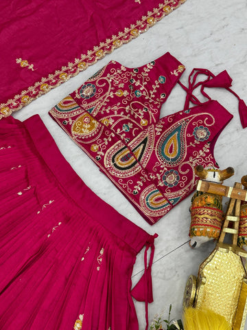 Outstanding Vichitra Embroidery Lehenga Choli