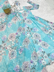 Awesome Sky Blue Georgette Floral Gown
