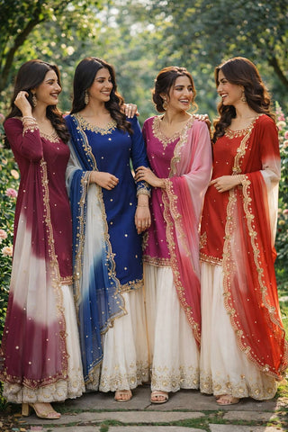 Lovely Pink Crepe Embroidery Sequence Plazzo Suit