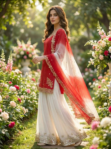 Lovely Pink Crepe Embroidery Sequence Plazzo Suit