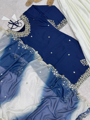 Lovely Pink Crepe Embroidery Sequence Plazzo Suit