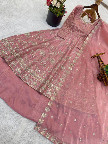 Luxuriant Pink GMY Silk Heavy Embroidery Sequence Work Lehenga