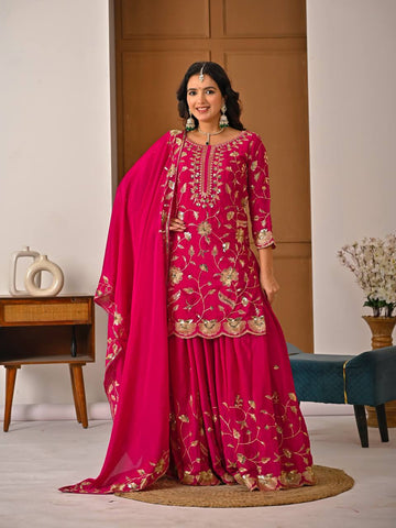 Exclusive Purple Heavy Chinnon Silk Sequence Lehenga