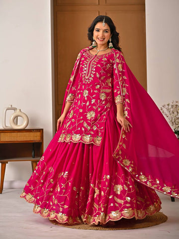 Exclusive Purple Heavy Chinnon Silk Sequence Lehenga