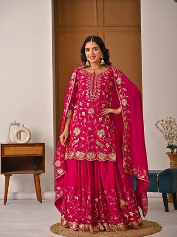 Exclusive Purple Heavy Chinnon Silk Sequence Lehenga