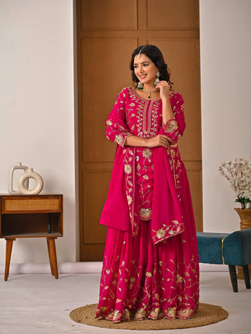 Exclusive Purple Heavy Chinnon Silk Sequence Lehenga