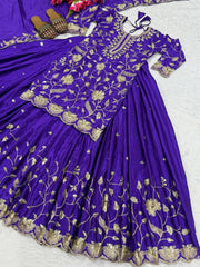 Exclusive Purple Heavy Chinnon Silk Sequence Lehenga