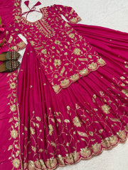Exclusive Purple Heavy Chinnon Silk Sequence Lehenga