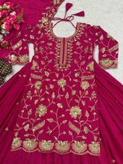 Exclusive Purple Heavy Chinnon Silk Sequence Lehenga