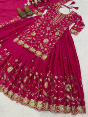Exclusive Purple Heavy Chinnon Silk Sequence Lehenga