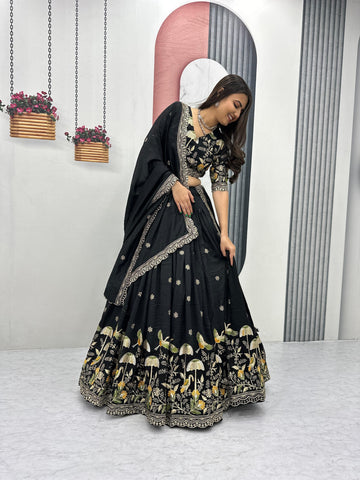 Exclusive White Vichitra Silk Heavy Embroidery Lehenga