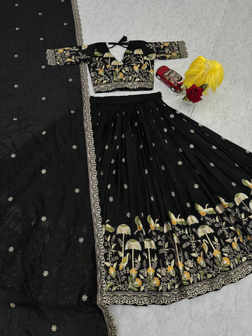 Exclusive White Vichitra Silk Heavy Embroidery Lehenga