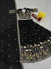Exclusive White Vichitra Silk Heavy Embroidery Lehenga