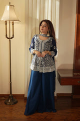 Beautiful Navy Georgette with Sequence Embroidery Kurti Set