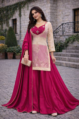 Lovely Purple Heavy Fandy Silk Embroidered Sharara Suit