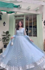 Amazing Foux Gorgette with Thread Work Gown