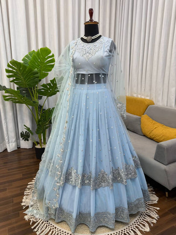 Amazing Foux Gorgette with Thread Work Gown
