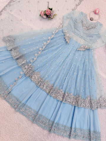 Amazing Foux Gorgette with Thread Work Gown