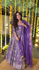 Exclusive Purple Heavy Silk with Sequence Work Anarkali