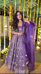 Exclusive Purple Heavy Silk with Sequence Work Anarkali