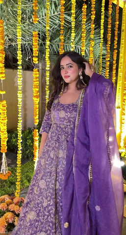 Exclusive Purple Heavy Silk with Sequence Work Anarkali