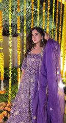 Exclusive Purple Heavy Silk with Sequence Work Anarkali
