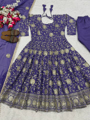 Exclusive Purple Heavy Silk with Sequence Work Anarkali
