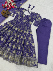 Exclusive Purple Heavy Silk with Sequence Work Anarkali