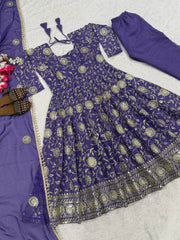 Exclusive Purple Heavy Silk with Sequence Work Anarkali