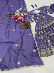 Exclusive Purple Heavy Silk with Sequence Work Anarkali