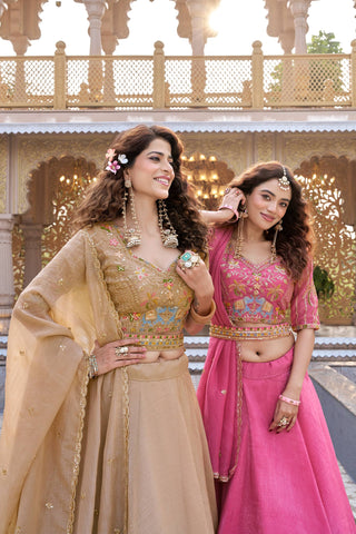 Exclusive Beige Crunchy Heavy Embroidery Lehenga