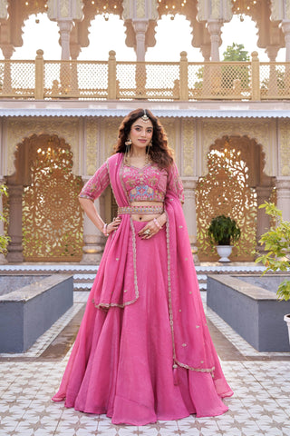 Exclusive Beige Crunchy Heavy Embroidery Lehenga