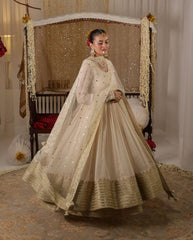 Lovely Cream Georgette with Sequins Work Anarkali Suit