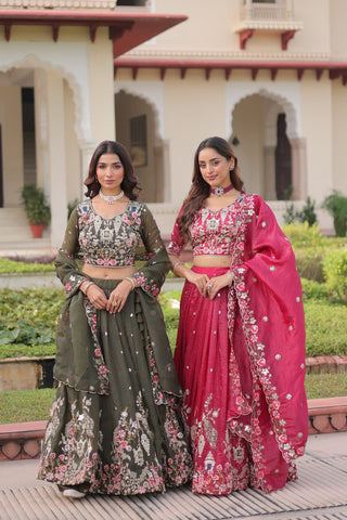 Gorgeous Gold Crush Sequins Zari Embroidered Lehenga