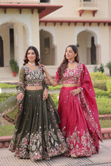 Gorgeous Gold Crush Sequins Zari Embroidered Lehenga