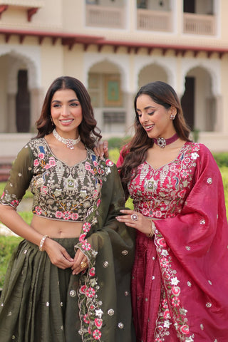 Gorgeous Gold Crush Sequins Zari Embroidered Lehenga