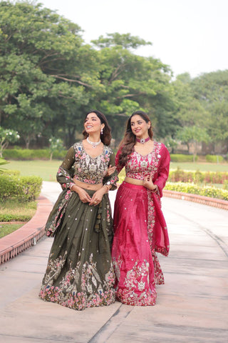 Gorgeous Gold Crush Sequins Zari Embroidered Lehenga