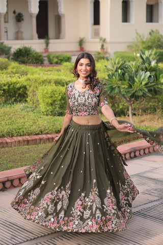 Gorgeous Gold Crush Sequins Zari Embroidered Lehenga