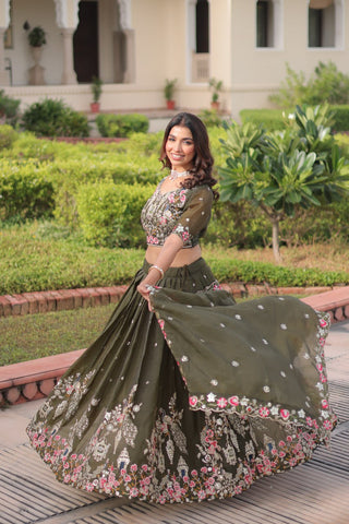 Gorgeous Gold Crush Sequins Zari Embroidered Lehenga