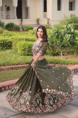 Gorgeous Gold Crush Sequins Zari Embroidered Lehenga