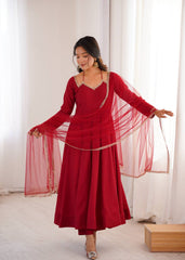 Attractive Roman silk with Lace Work Anarkali