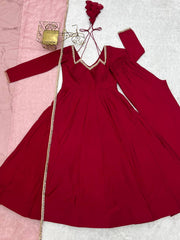 Attractive Roman silk with Lace Work Anarkali
