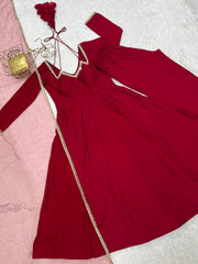 Attractive Roman silk with Lace Work Anarkali