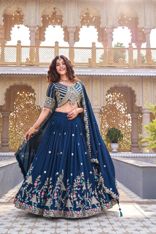 Captivating Red Vichitra Embroidery Lehenga
