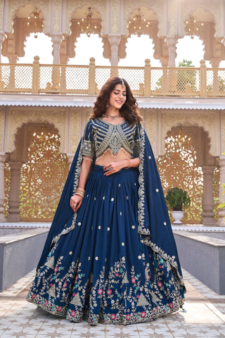 Captivating Red Vichitra Embroidery Lehenga