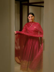 Amazing Red Rayon with Sequins Work Sharara Suit