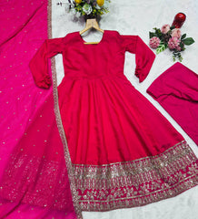 Amazing Red Rayon with Sequins Work Sharara Suit