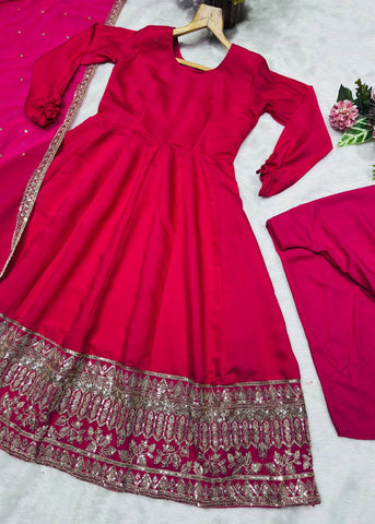 Amazing Red Rayon with Sequins Work Sharara Suit