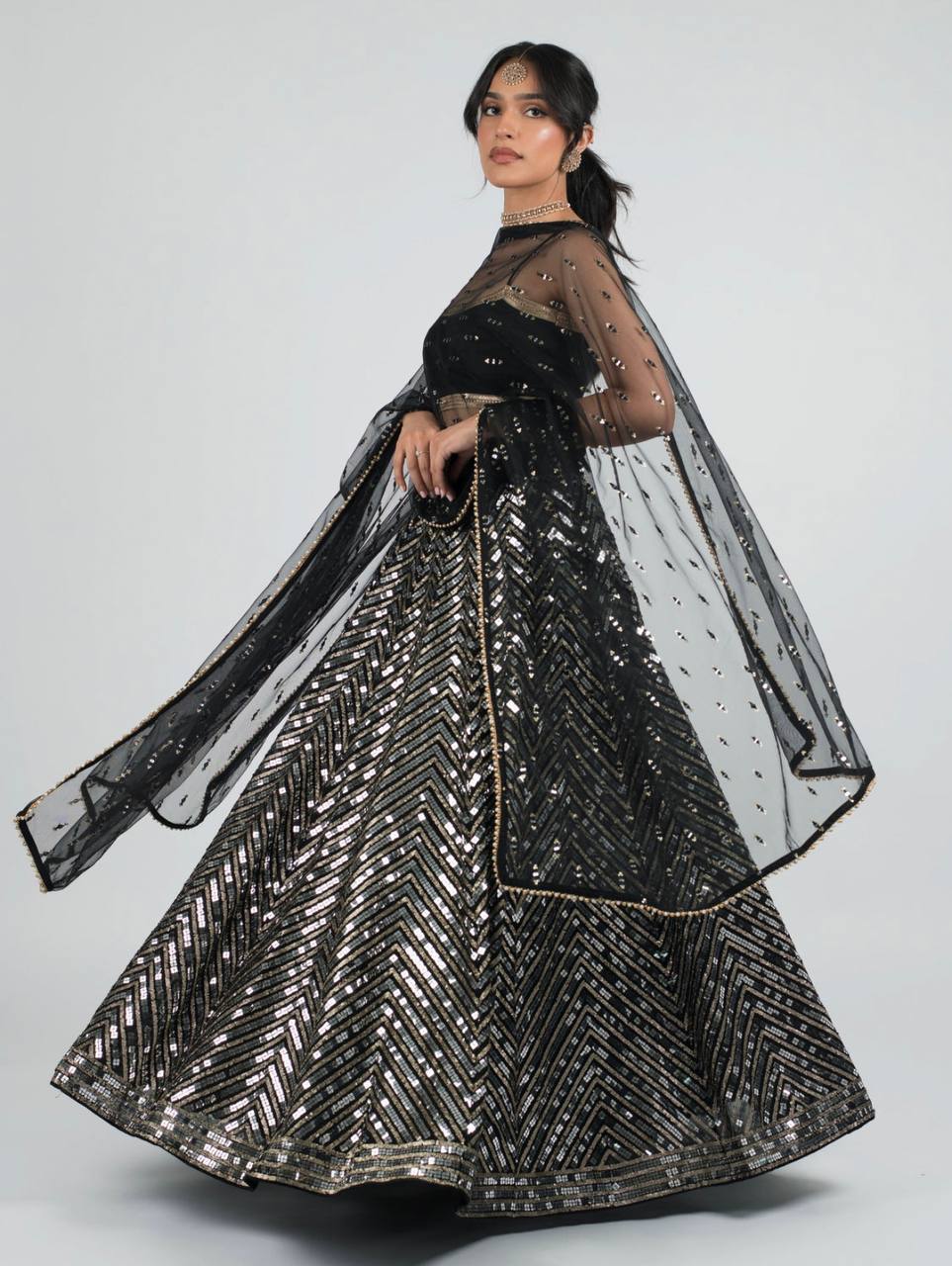 Exclusive Black Georgette with Sequence Work Lehenga